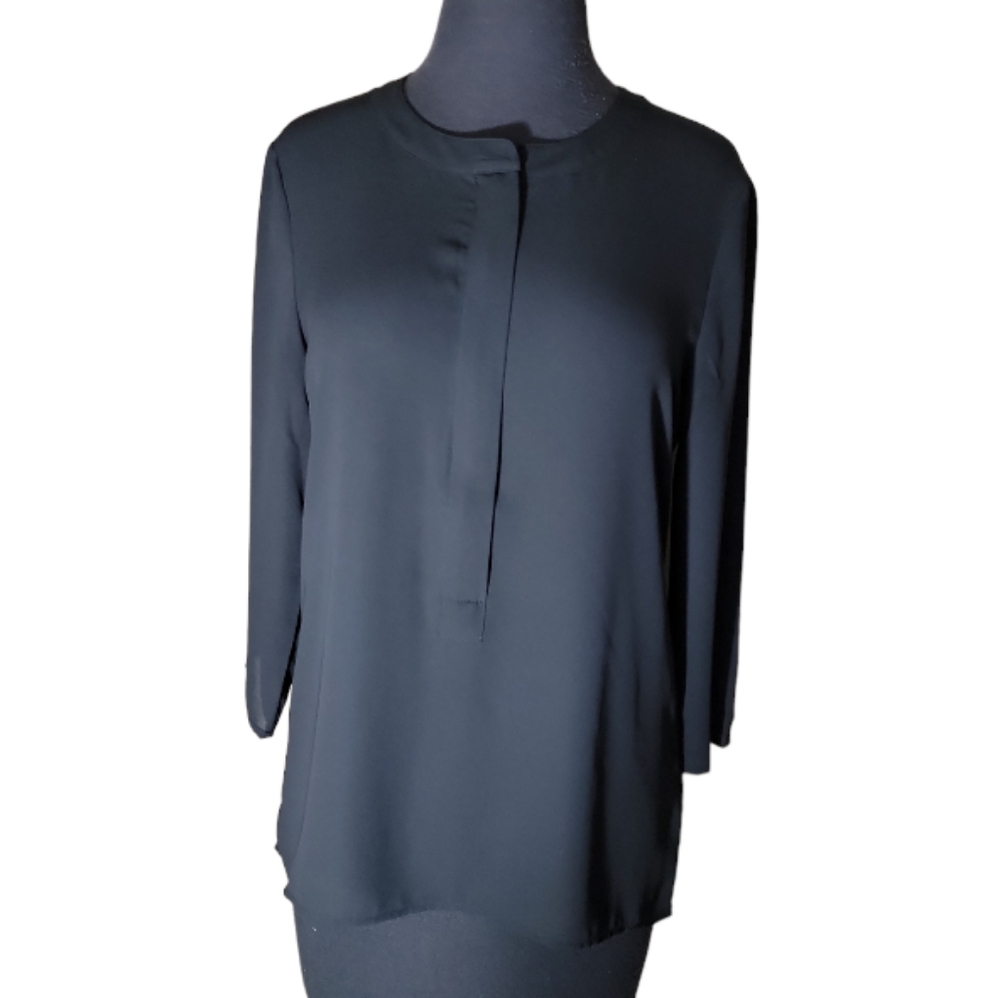Express half zip up black high low chiffon top size small/petite